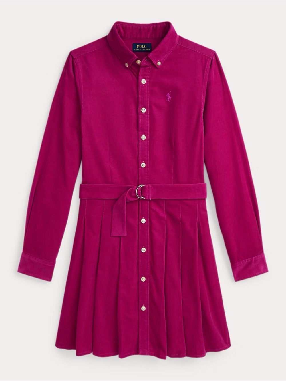 Belted Pleated Corduroy Shirtdress Size 7